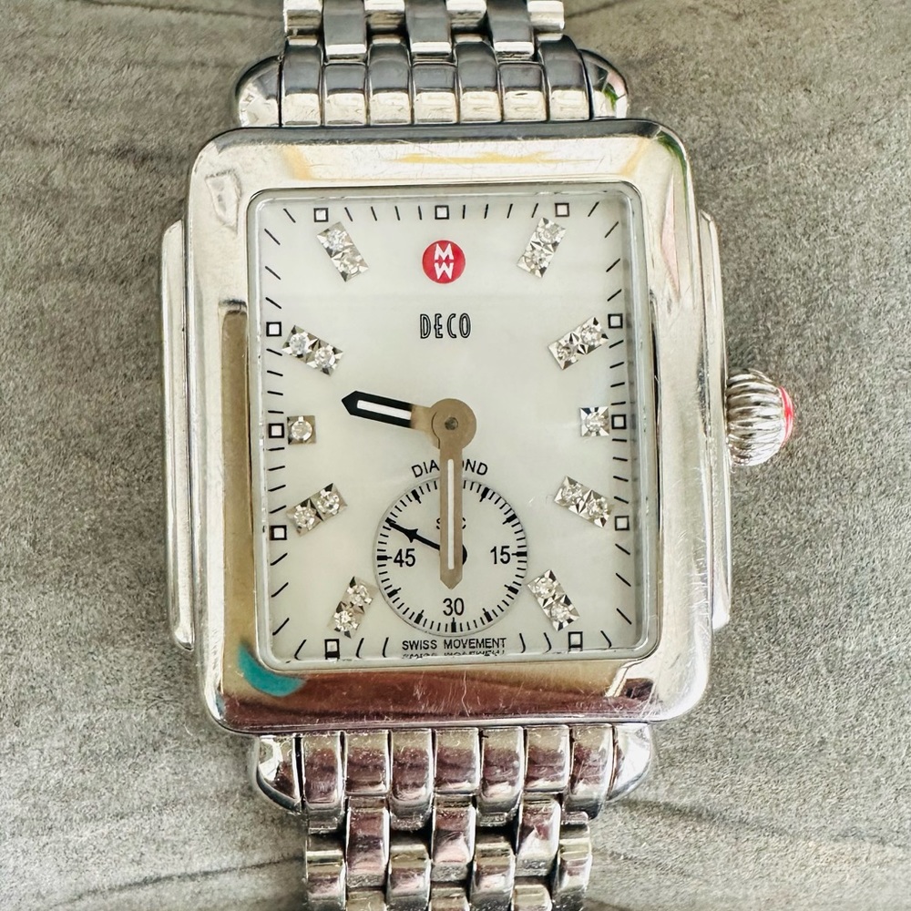 Michele Diamond Deco 16 Chronograph Luxury Watch Stainless Steel MW06V00A0046